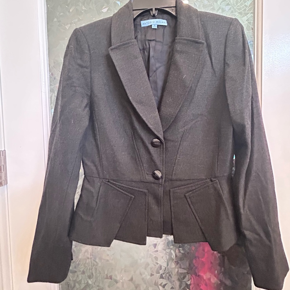 ANTONIO MELANI Black Blazer Classic Notched Lapel Professional B1